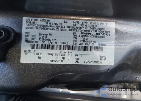 2013 Ford C-Max Energi Sel from USA, damaged, VIN 1FADP5CU4DL543936